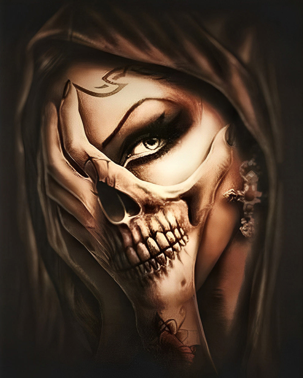 L’Étreinte de la Beauté Squelette Broderie Diamant