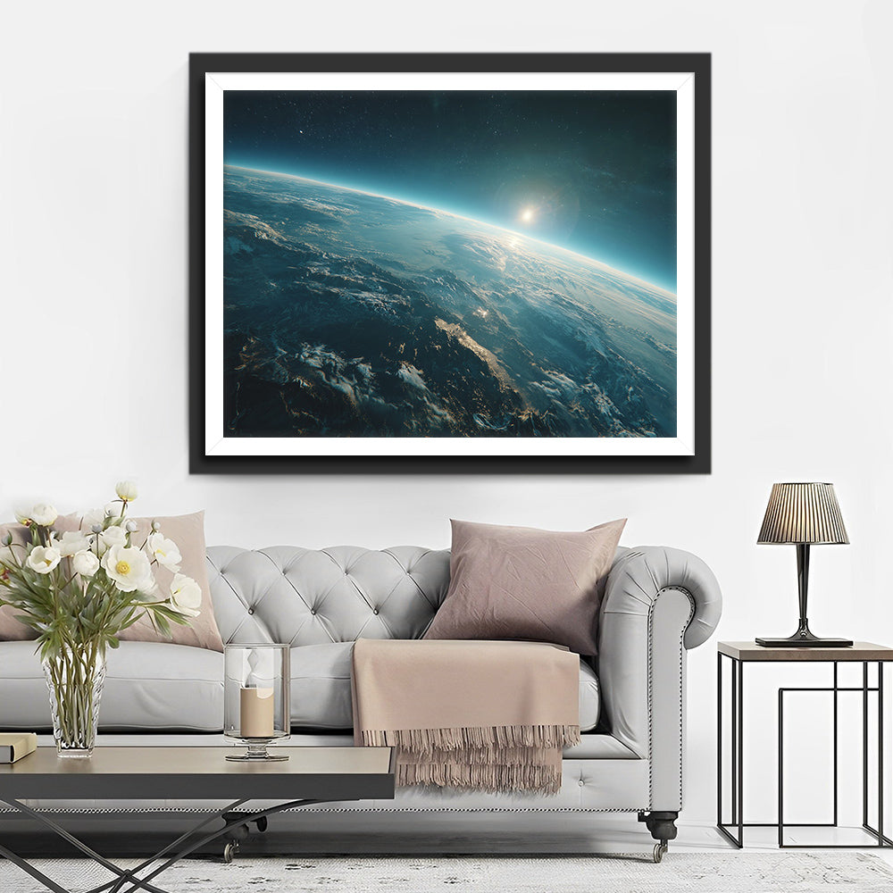 Lever de Soleil sur la Terre vu de l'Espace Broderie Diamant