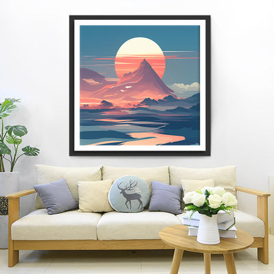 Lever du Soleil au Sommet de la Montagne Broderie Diamant