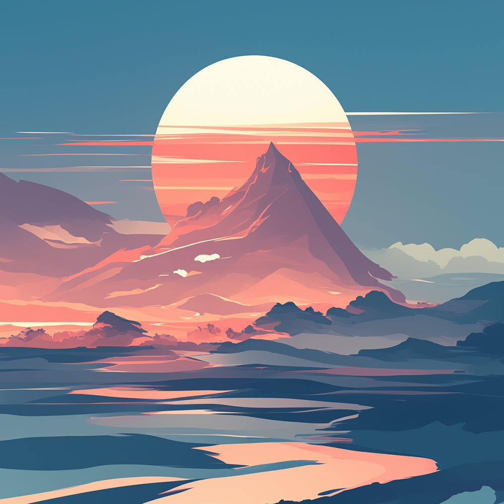 Lever du Soleil au Sommet de la Montagne Broderie Diamant