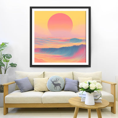 Lever du Soleil sur une Mer de Nuages Broderie Diamant