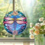 Libellule aux Ailes Roses en Acrylique Pendentif Broderie Diamant