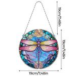 Libellule aux Ailes Roses en Acrylique Pendentif Broderie Diamant