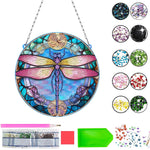 Libellule aux Ailes Roses en Acrylique Pendentif Broderie Diamant