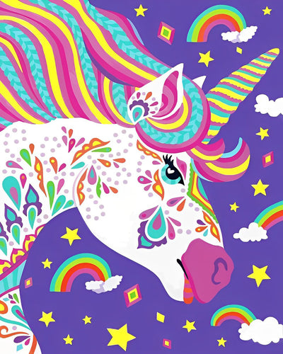 Licorne Arc-en-Ciel Cartoon Broderie Diamant