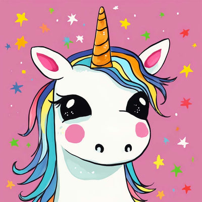 Licorne Blanche de Dessin Animé Broderie Diamant