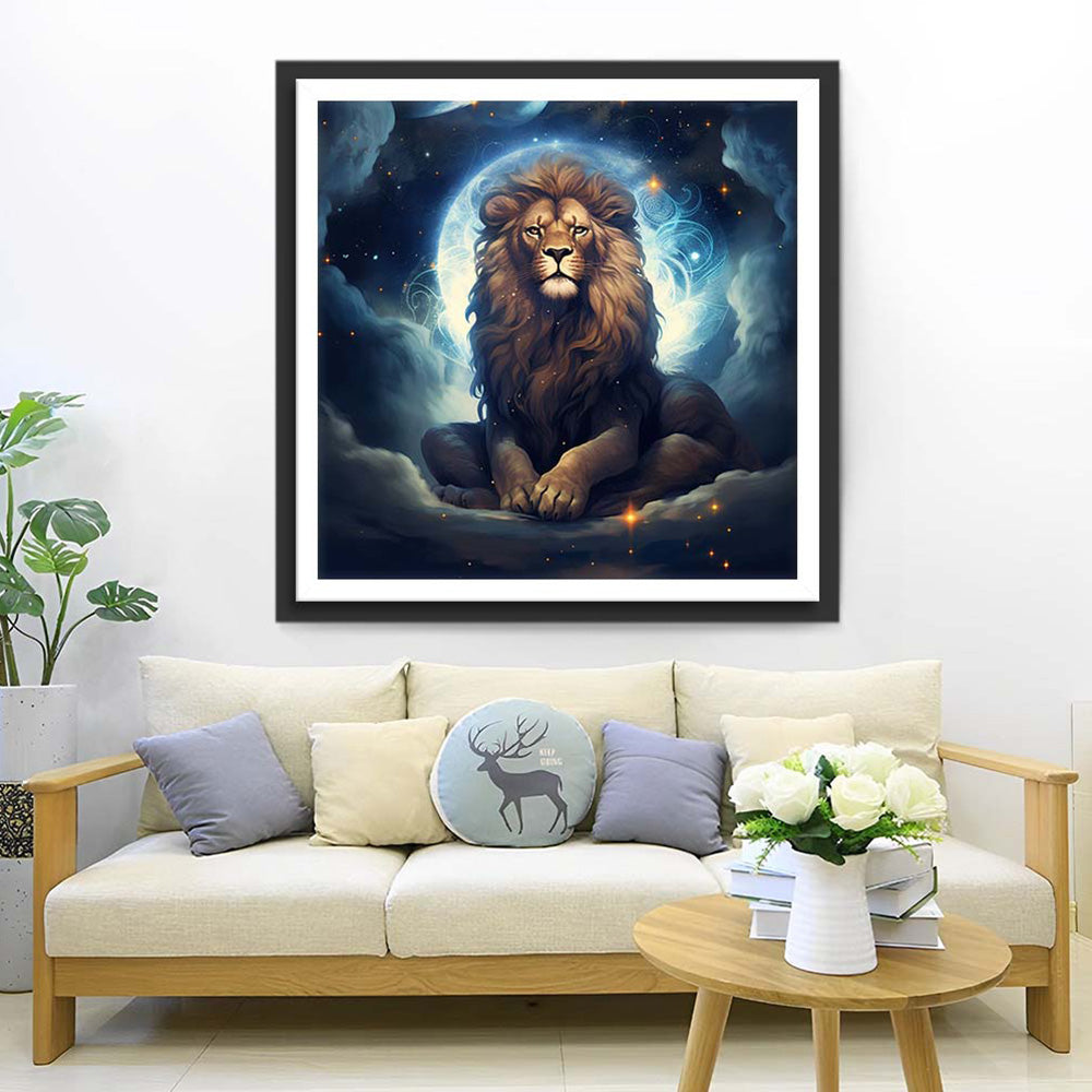 Lion dans les Nuages Broderie Diamant