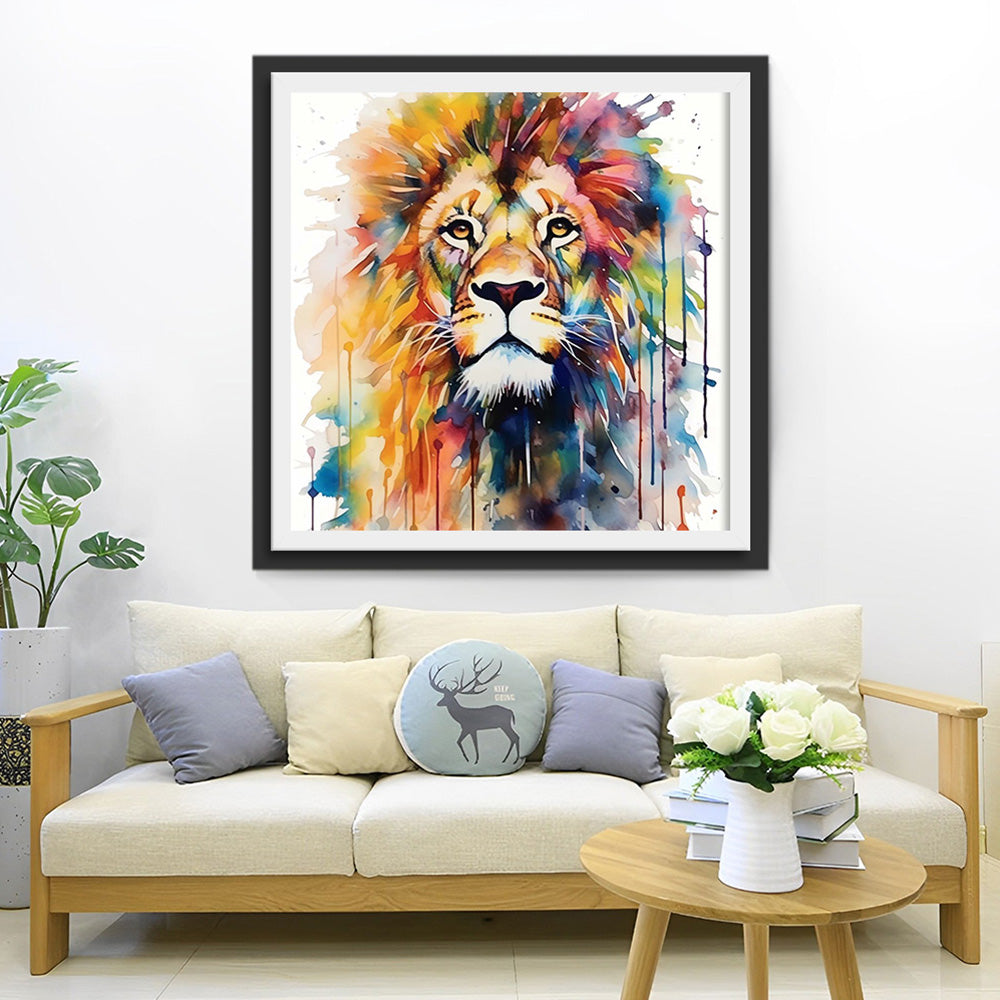 Lion Fièrement Dresse Broderie Diamant