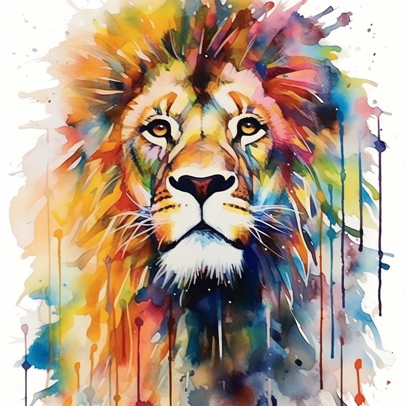 Lion Fièrement Dresse Broderie Diamant
