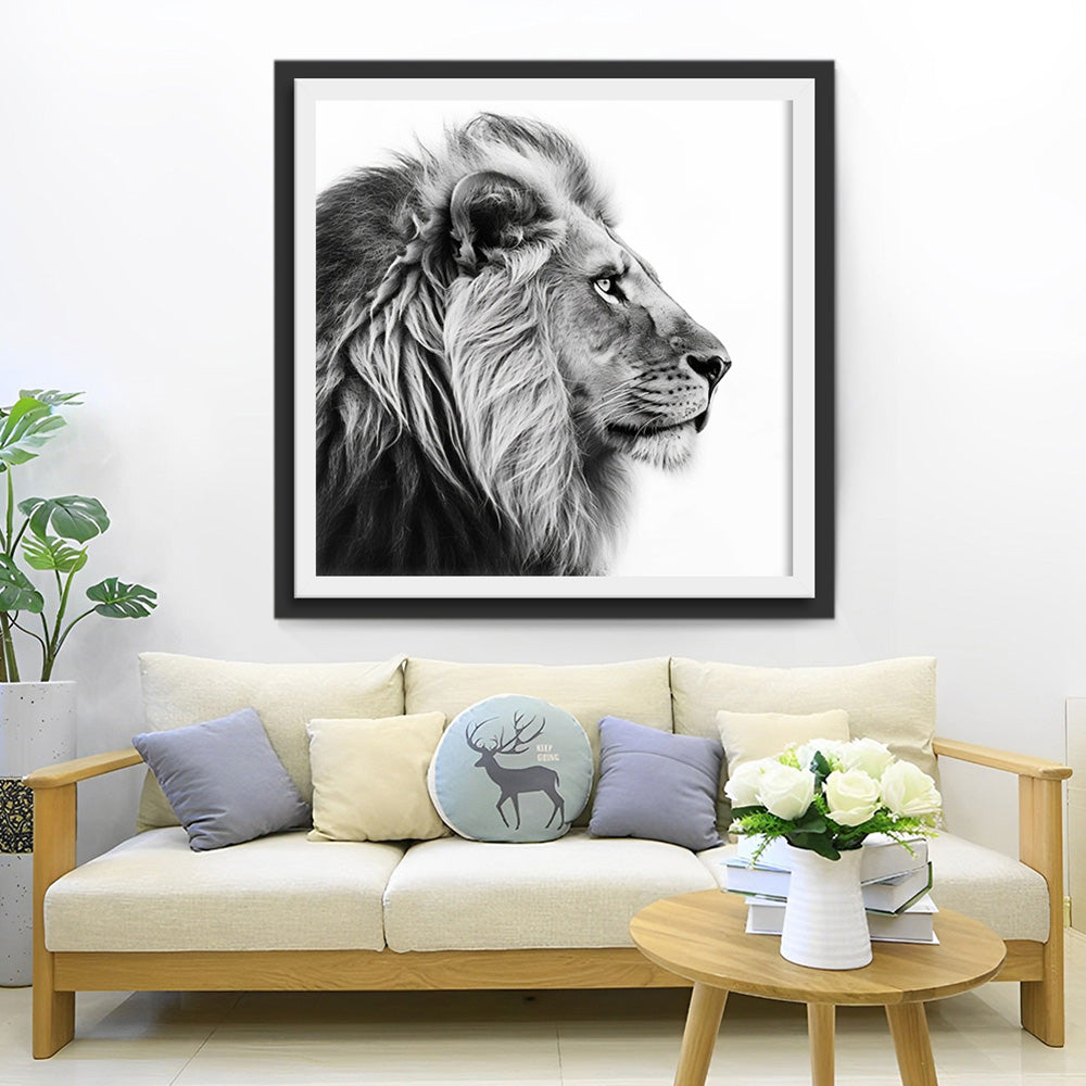 Lion Gris Broderie Diamant