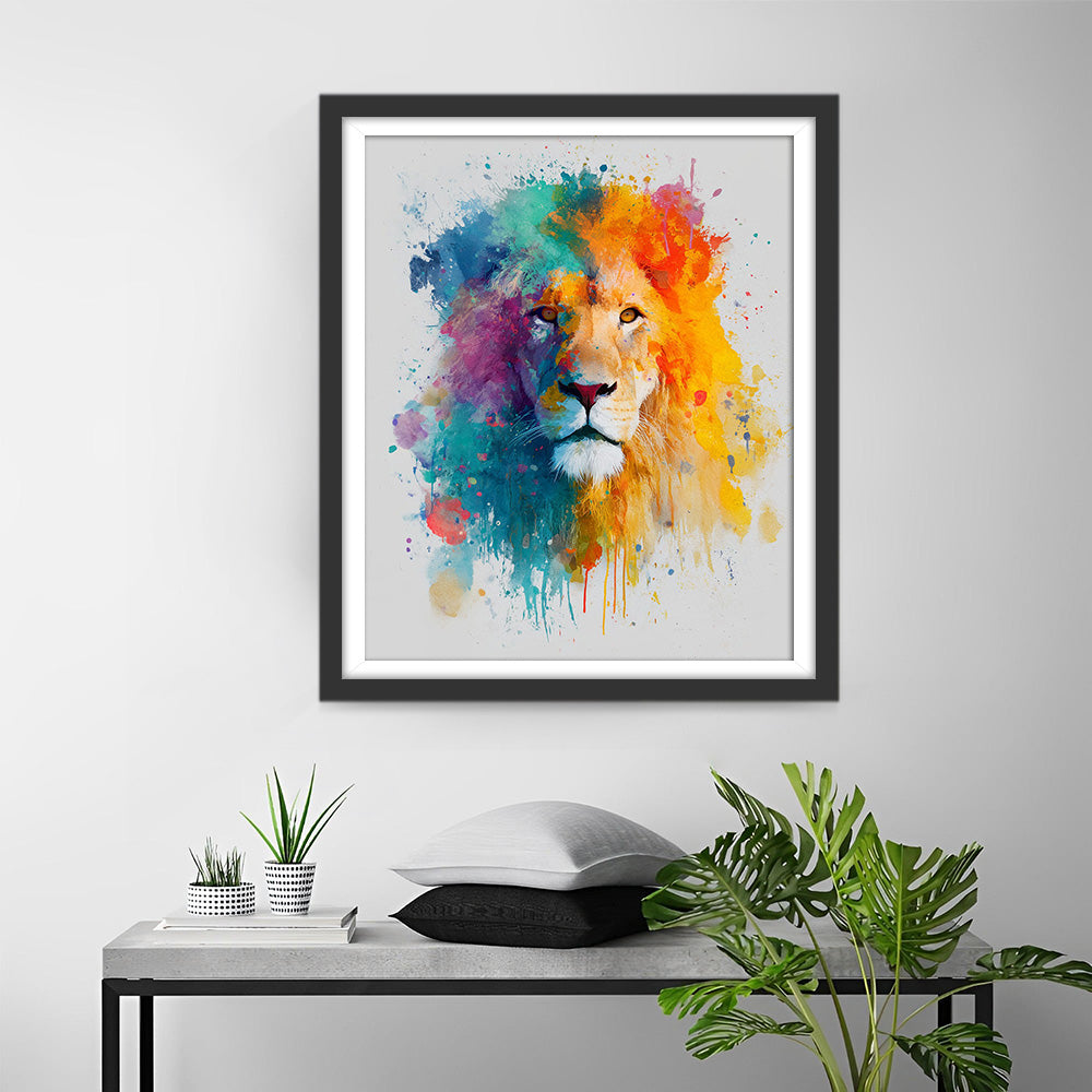 Lion Style Aquarelle Broderie Diamant