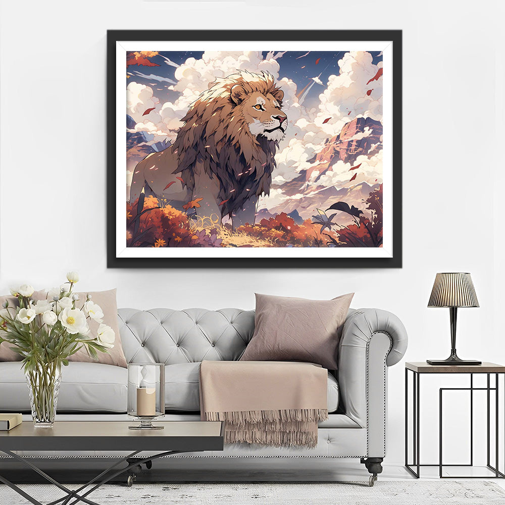 Lion, Vent et Nuages Broderie Diamant