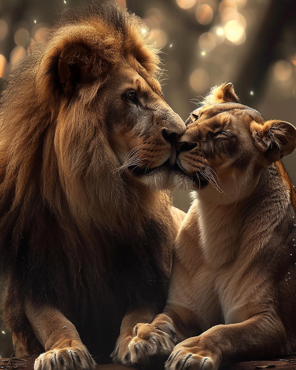 Lions Amoureux Broderie Diamant