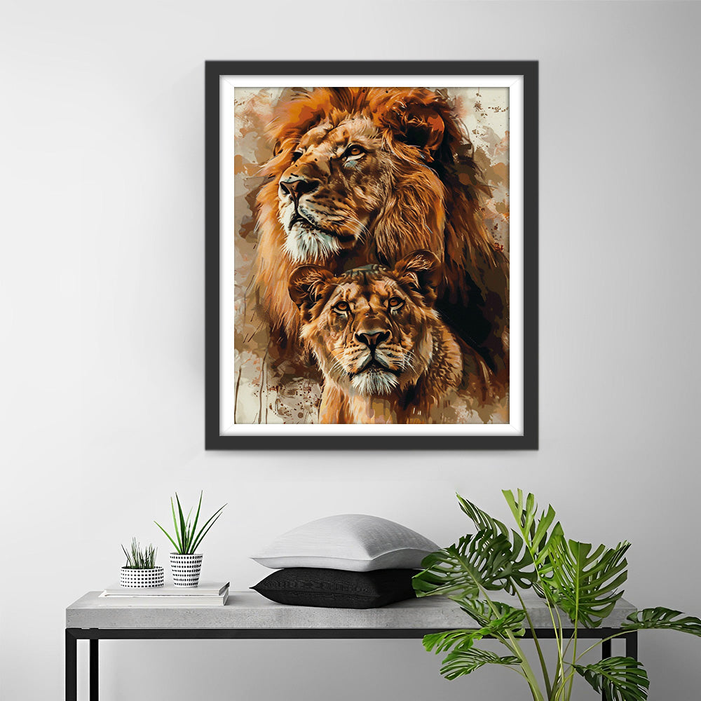 Lions Style Aquarelle Broderie Diamant