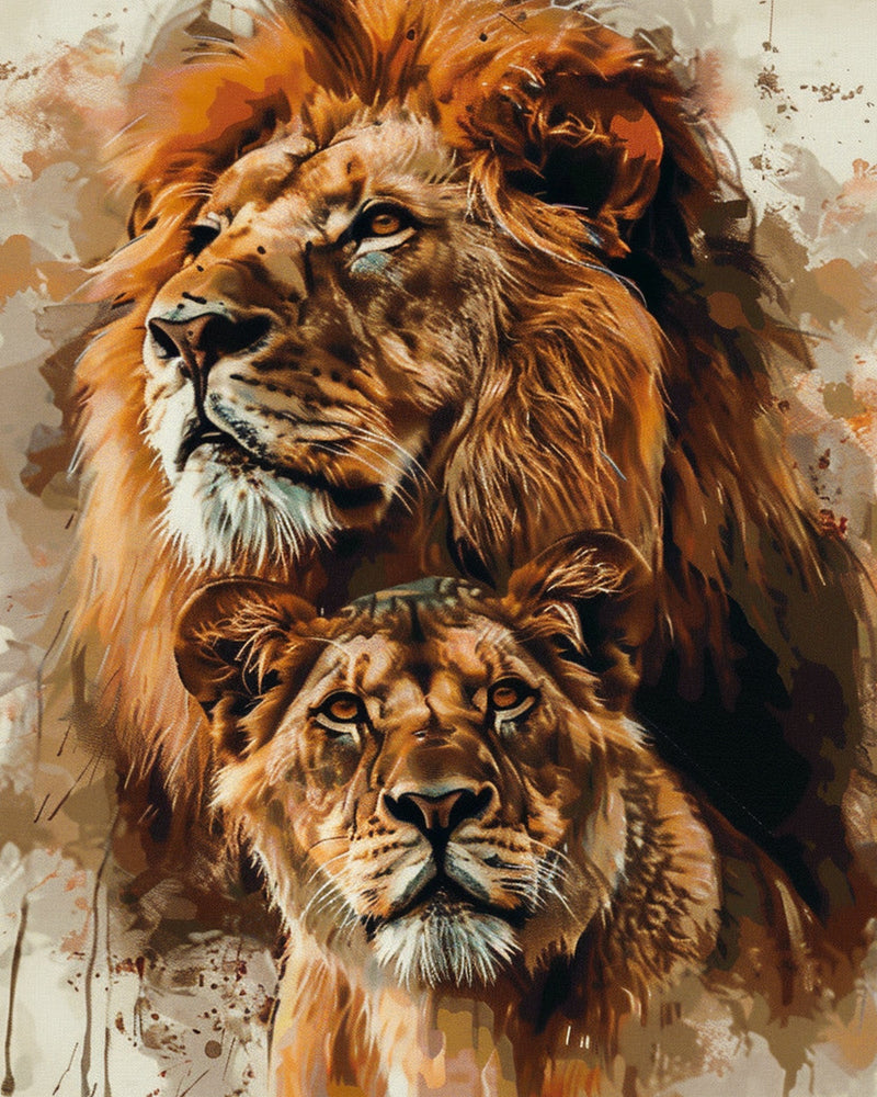 Lions Style Aquarelle Broderie Diamant