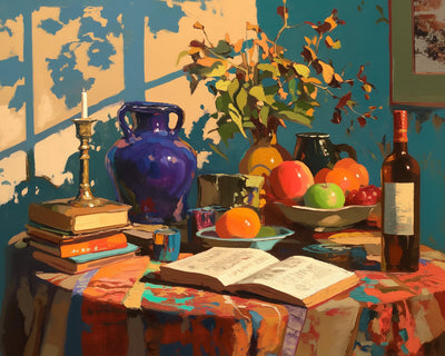 Livres et Fruits sur la Table Broderie Diamant