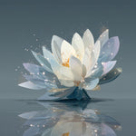 Lotus Blanc aux Étamines Dorées Broderie Diamant