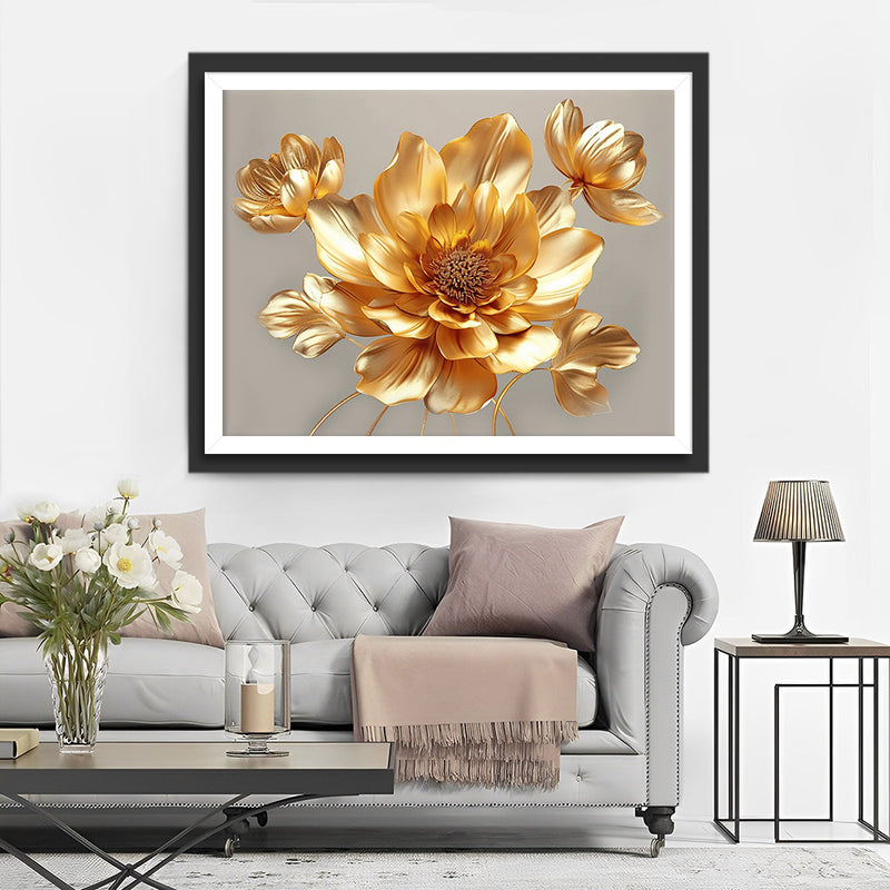 Lotus Doré Broderie Diamant