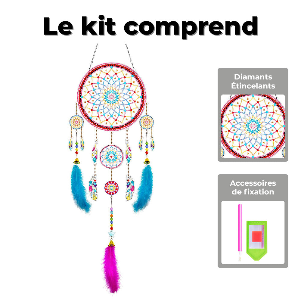 Lotus Kit de Broderie Diamant 2D Plate - Attrape-rêve à Suspendre