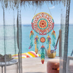 Lotus Mandala d'Automne Kit de Broderie Diamant 2D Plate - Attrape-rêve à Suspendre