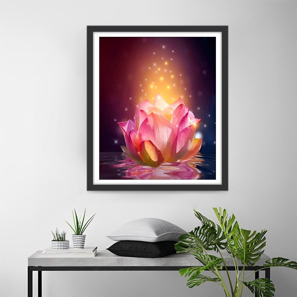 Lotus Rose Lumineux Broderie Diamant