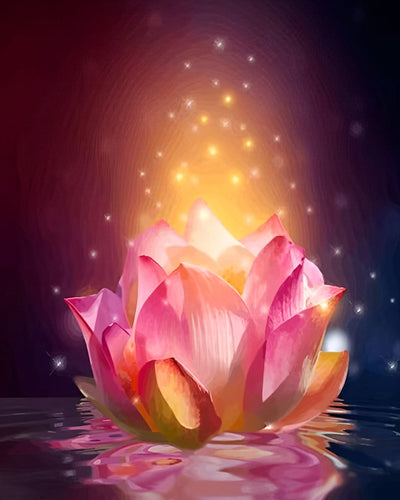 Lotus Rose Lumineux Broderie Diamant