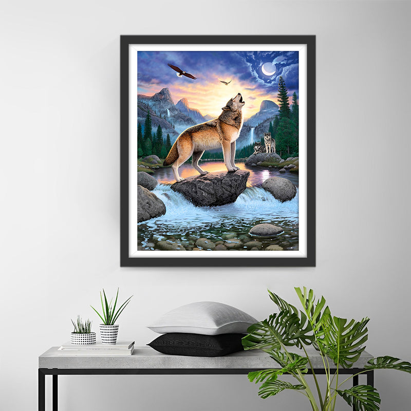 Loup dans la Vallée Broderie Diamant