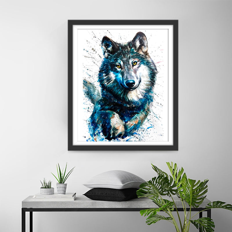 Loup en Course Broderie Diamant