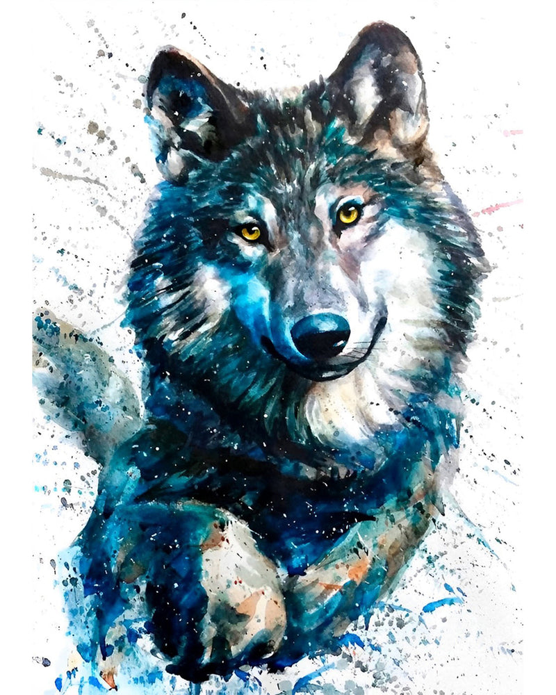 Loup en Course Broderie Diamant