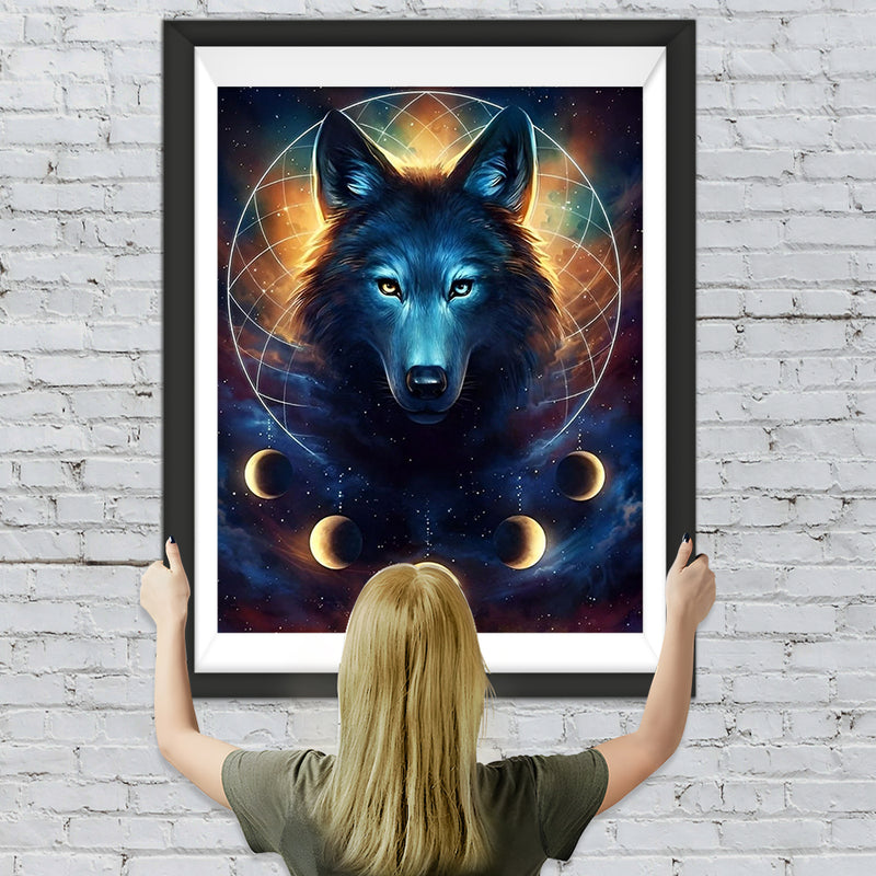 Loup et Lunes Broderie Diamant