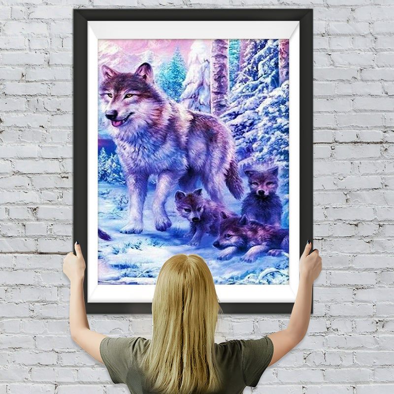 Loup et Ses Louveteaux Broderie Diamant