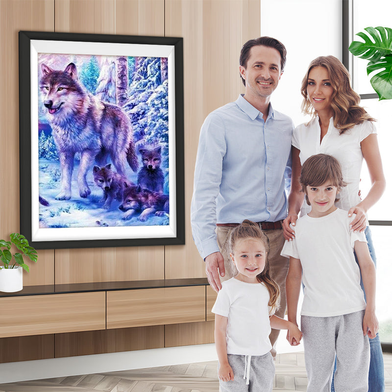 Loup et Ses Louveteaux Broderie Diamant