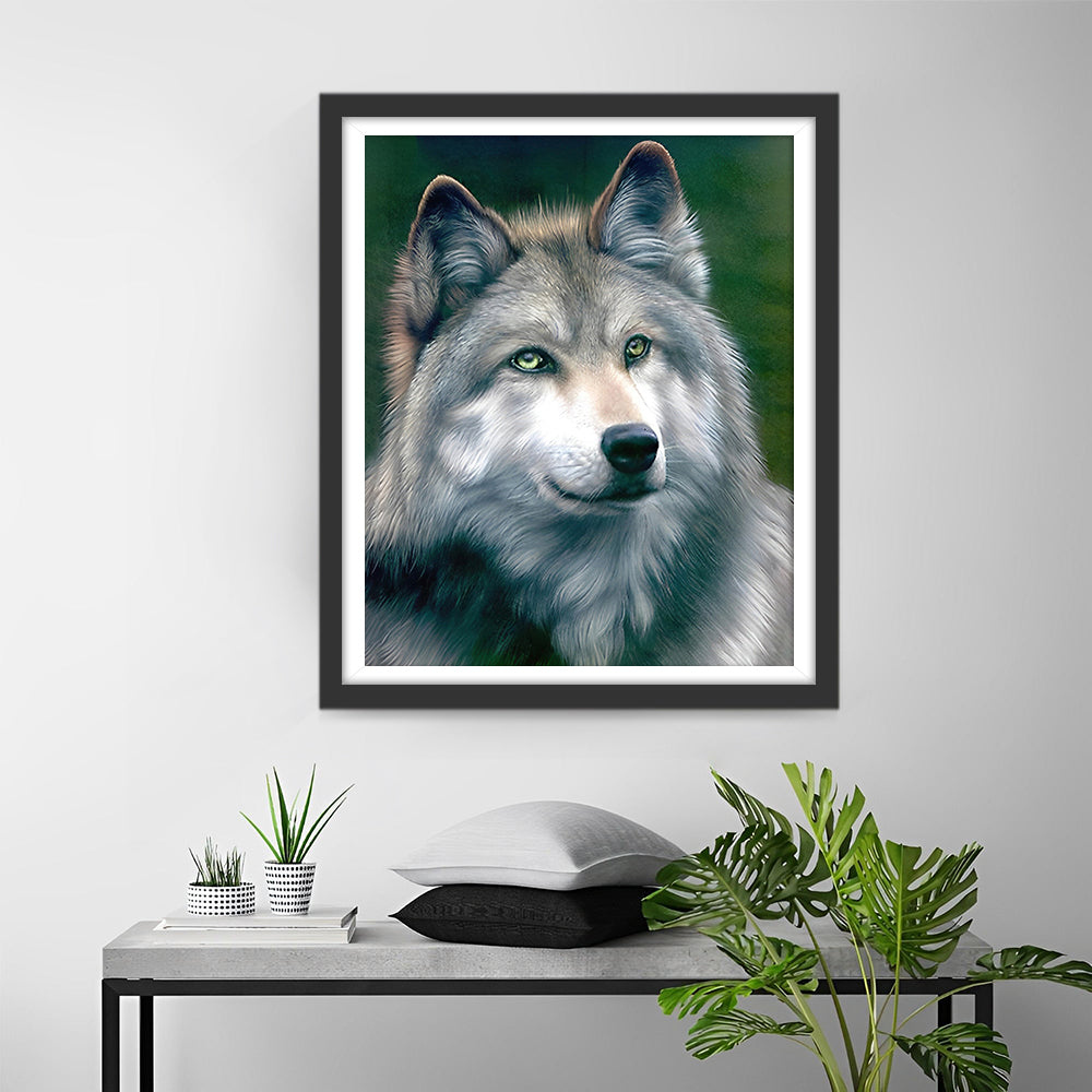Loup Gris Broderie Diamant