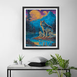 Loups dans les Montagnes la Nuit Broderie Diamant