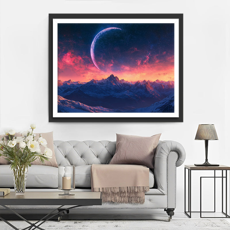 Lune et Montagnes Broderie Diamant