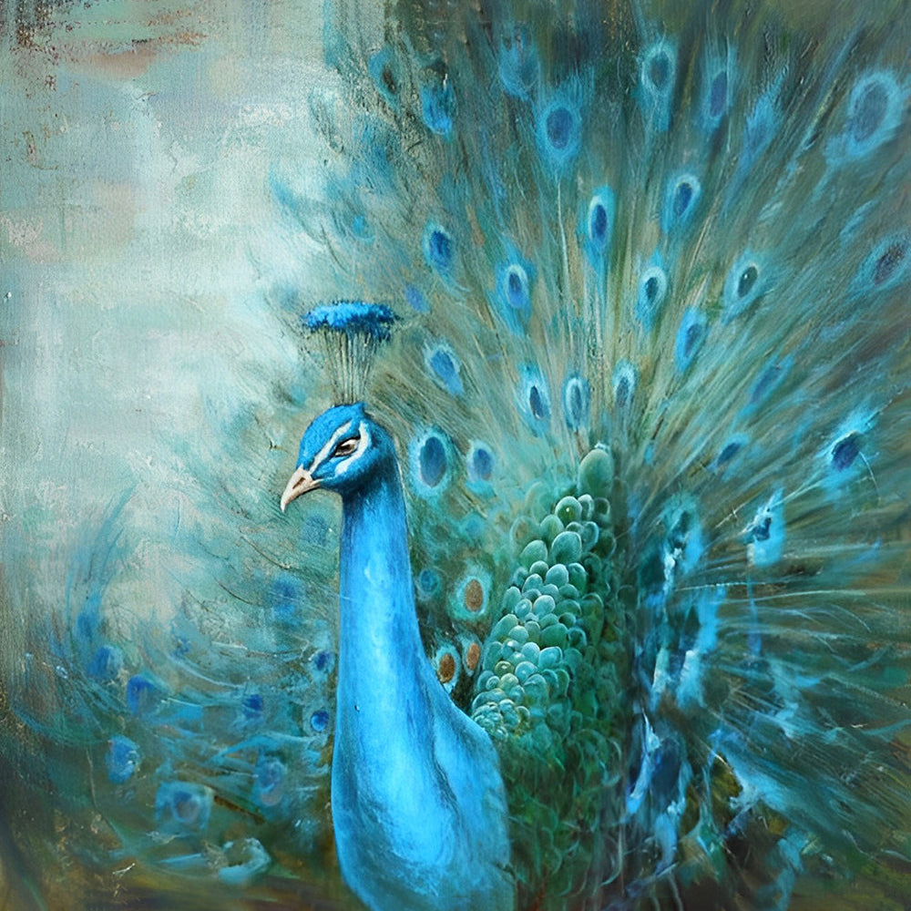 Magnifique Paon Bleu Broderie Diamant