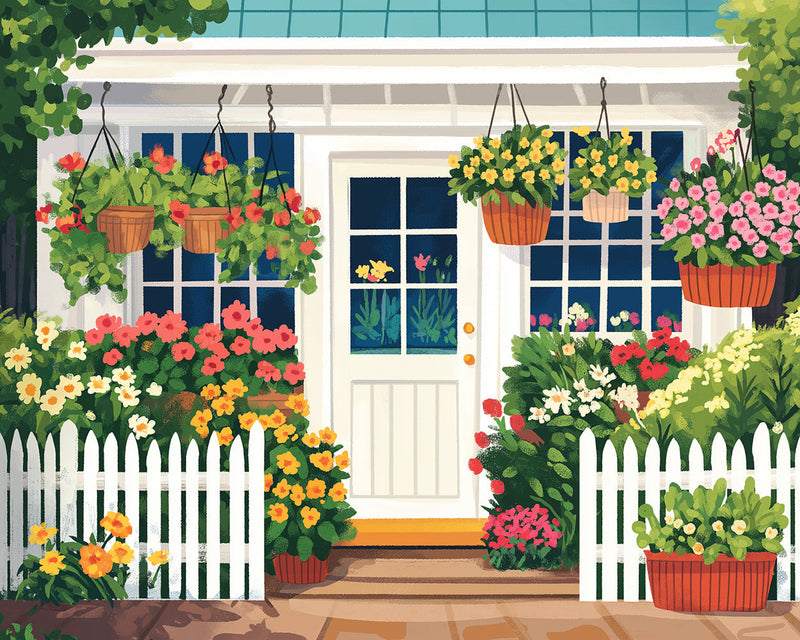 Maison Blanche Pleine de Fleurs Broderie Diamant