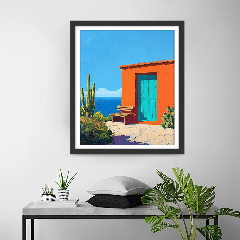 Maison Orange et Cactus Broderie Diamant