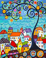 Maisons Cartoon et Arbre Broderie Diamant