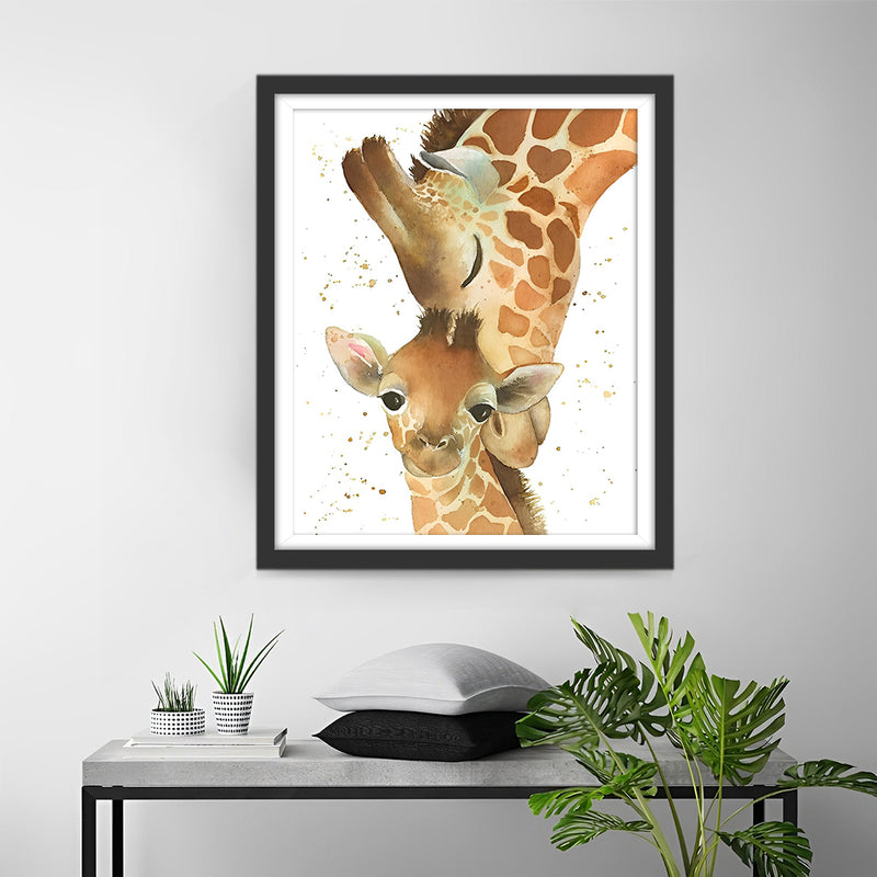 Maman Girafe et Son Bébé Broderie Diamant