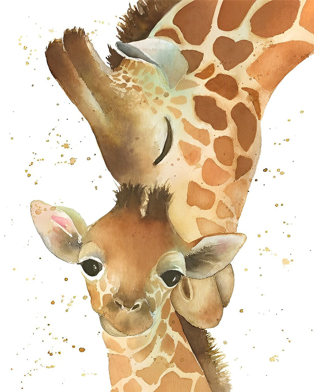 Maman Girafe et Son Bébé Broderie Diamant