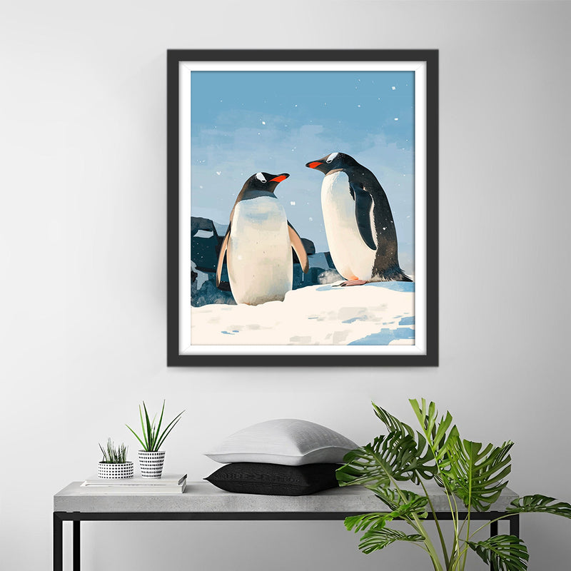 Manchots sur la Plaque de Glace Broderie Diamant