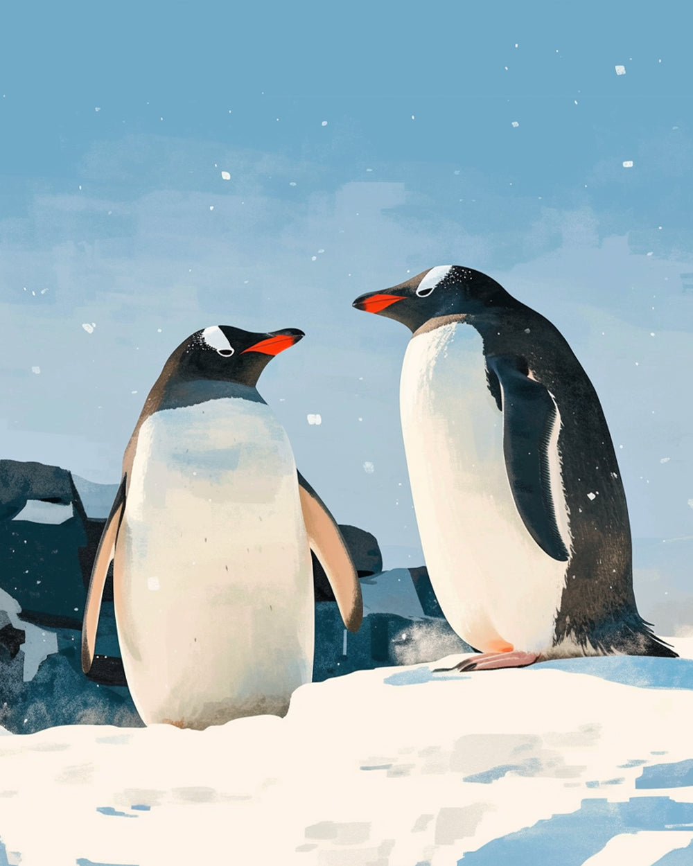 Manchots sur la Plaque de Glace Broderie Diamant