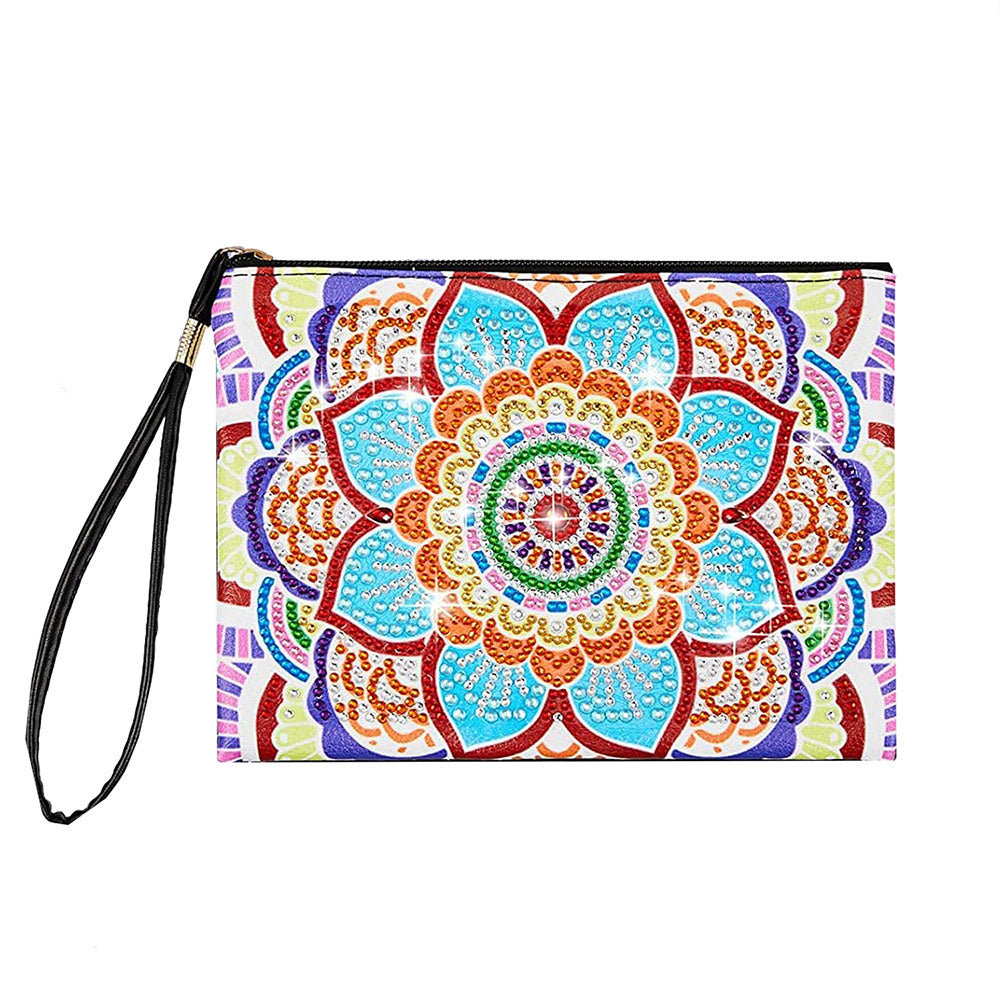 Mandala Coloré aux Multiples Pétales Broderie Diamant Sac Poignet