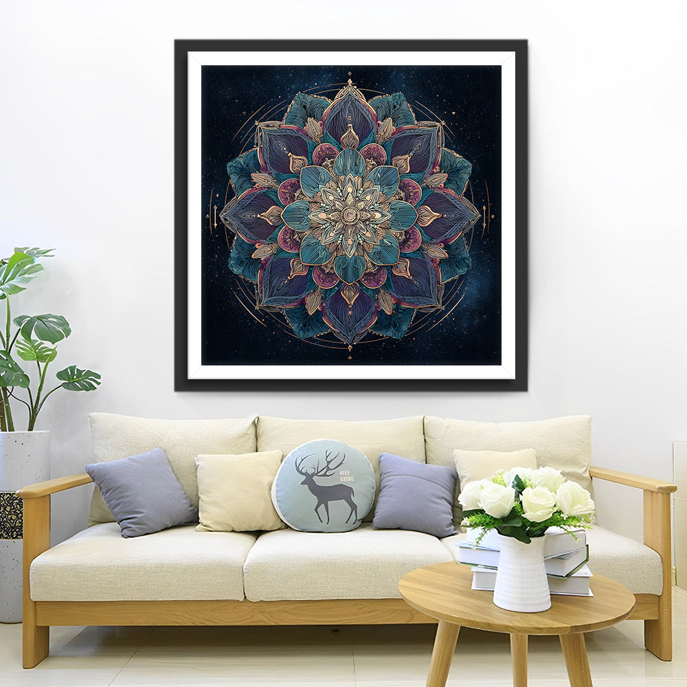 Mandala du Lotus Sombre Broderie Diamant