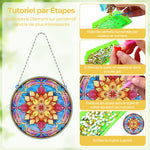 Mandala Fleur de Lotus en Acrylique Pendentif Broderie Diamant