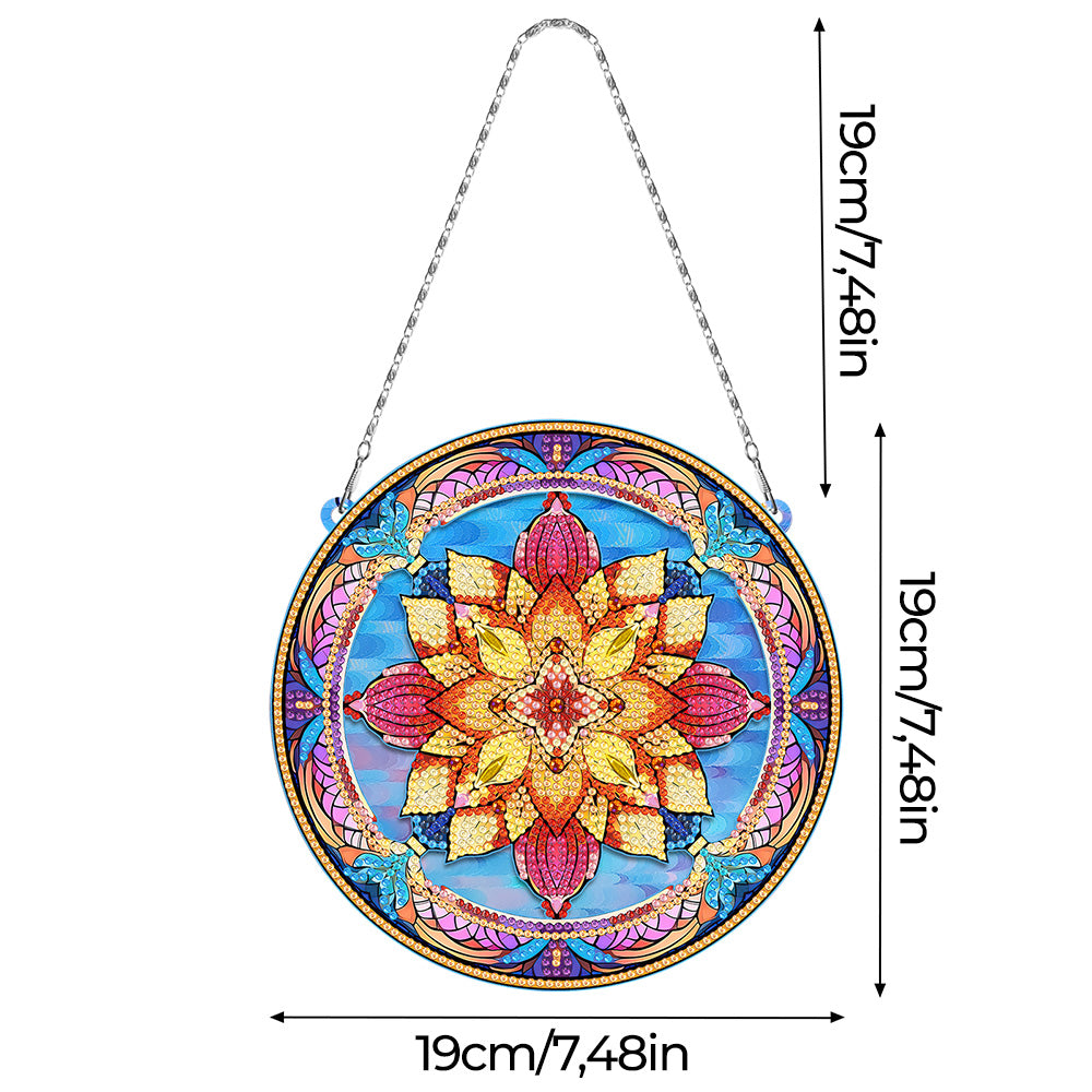 Mandala Fleur de Lotus en Acrylique Pendentif Broderie Diamant