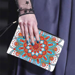 Mandala Lotus Bleu-Orange Broderie Diamant Sac Poignet
