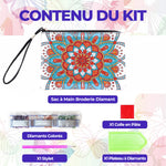 Mandala Lotus Bleu-Orange Broderie Diamant Sac Poignet