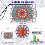 Mandala Lotus Bleu-Orange Broderie Diamant Sac Poignet